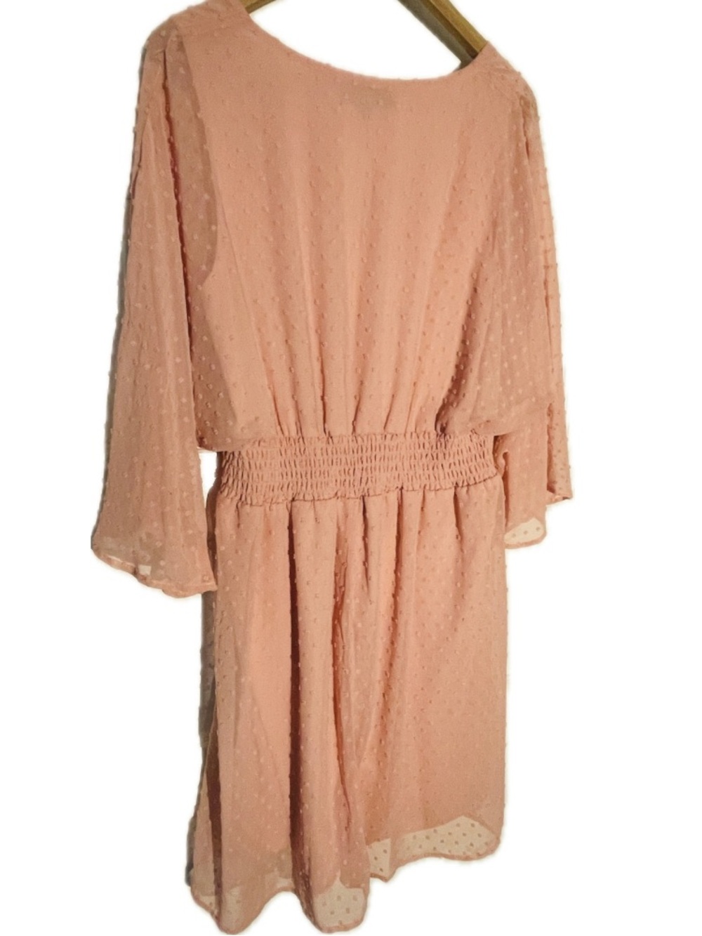 Blush Pink Smocked Waist Dress Size 14 NWT Flowy Boho - Picture 2 of 4